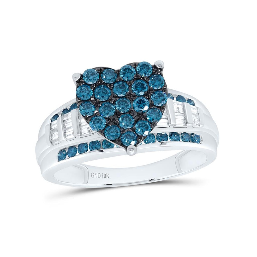 White Gold Diamond Heart Ring - 1 Carat Total Diamond Weight