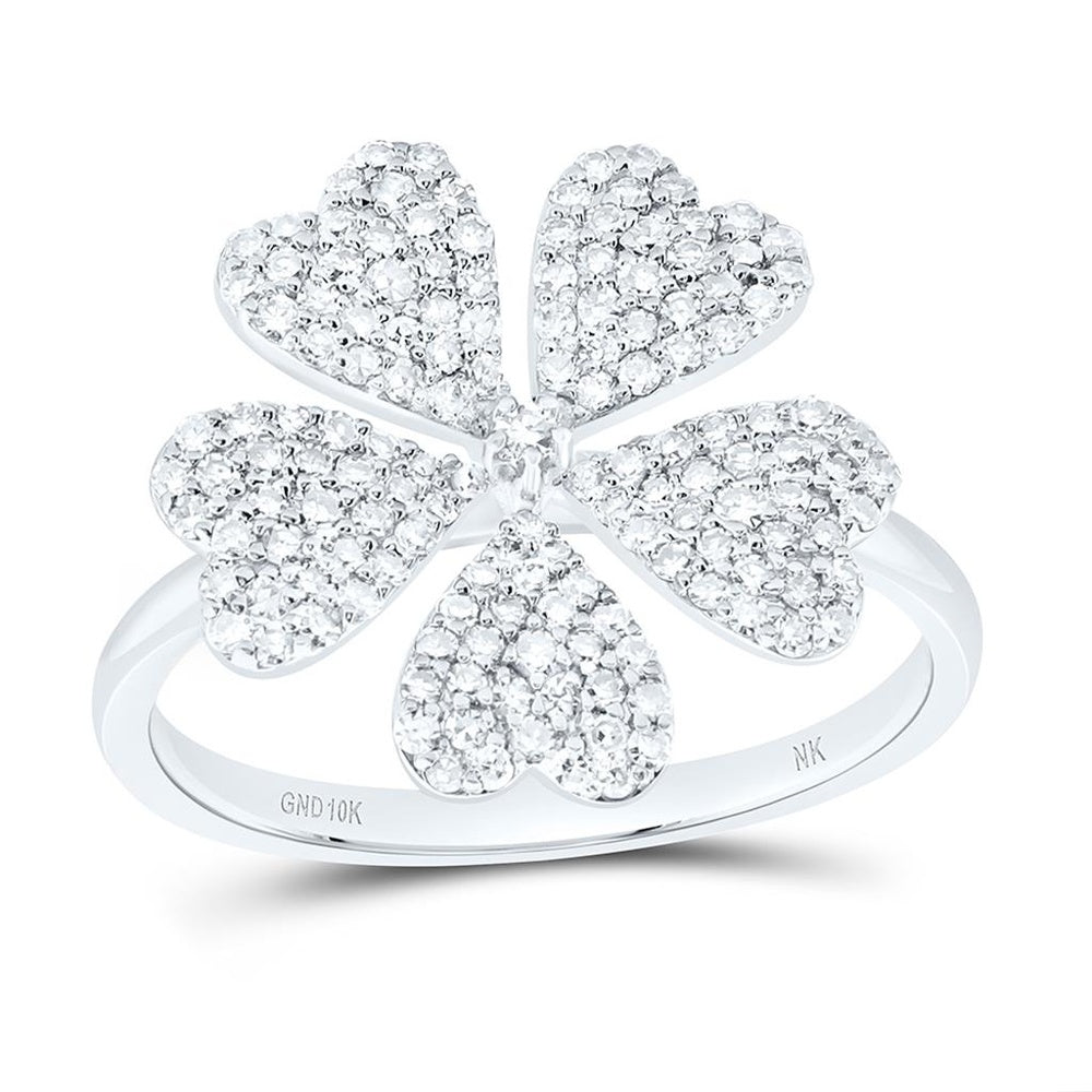 White Gold Diamond Heart Ring - 5/8 Carat Total Diamond Weight