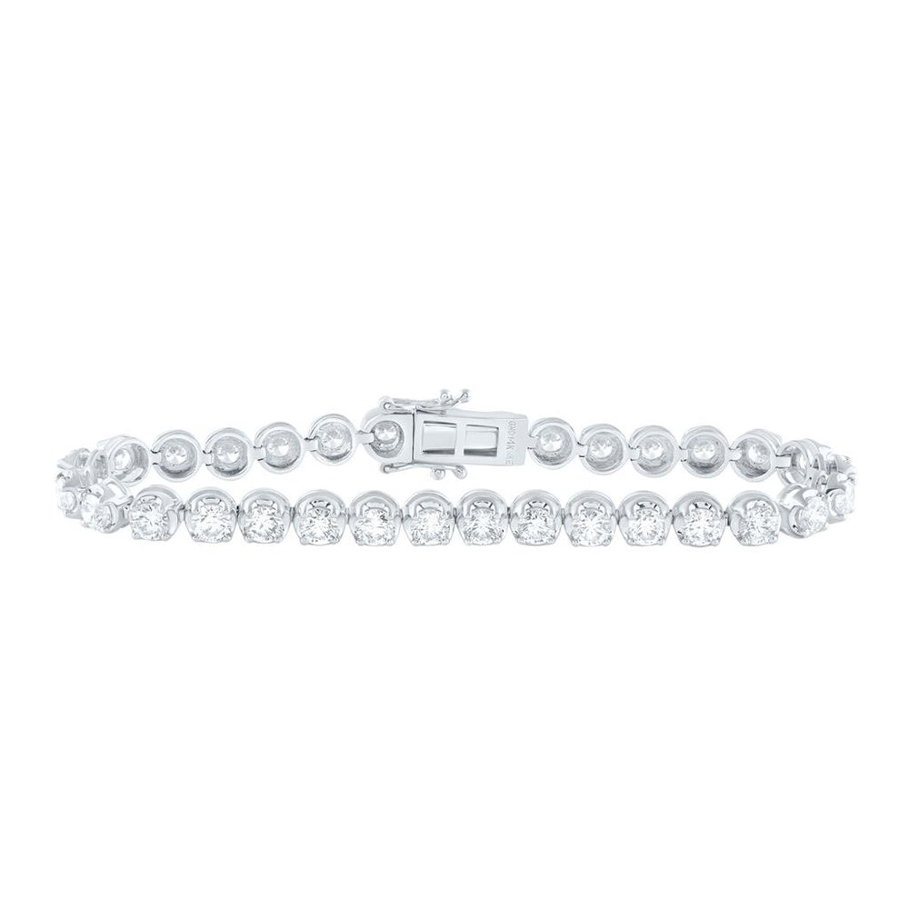 White Gold Diamond Tennis 7-Inch Bracelet - 7 Carat Total Diamond Weight