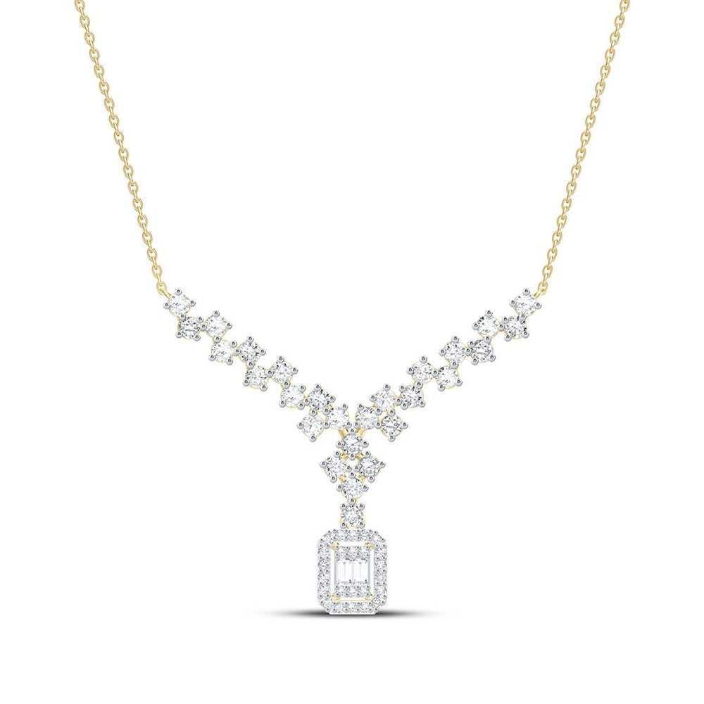 White Gold Emerald Diamond 18-Inch Necklace - 3/4 Carat Total Gemstone Weight