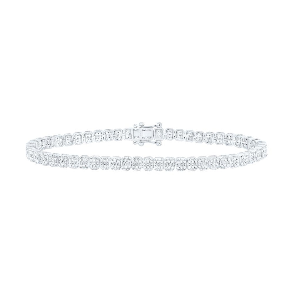 White Gold Emerald Diamond 7-Inch Bracelet - 3/4 Carat Total Gemstone Weight