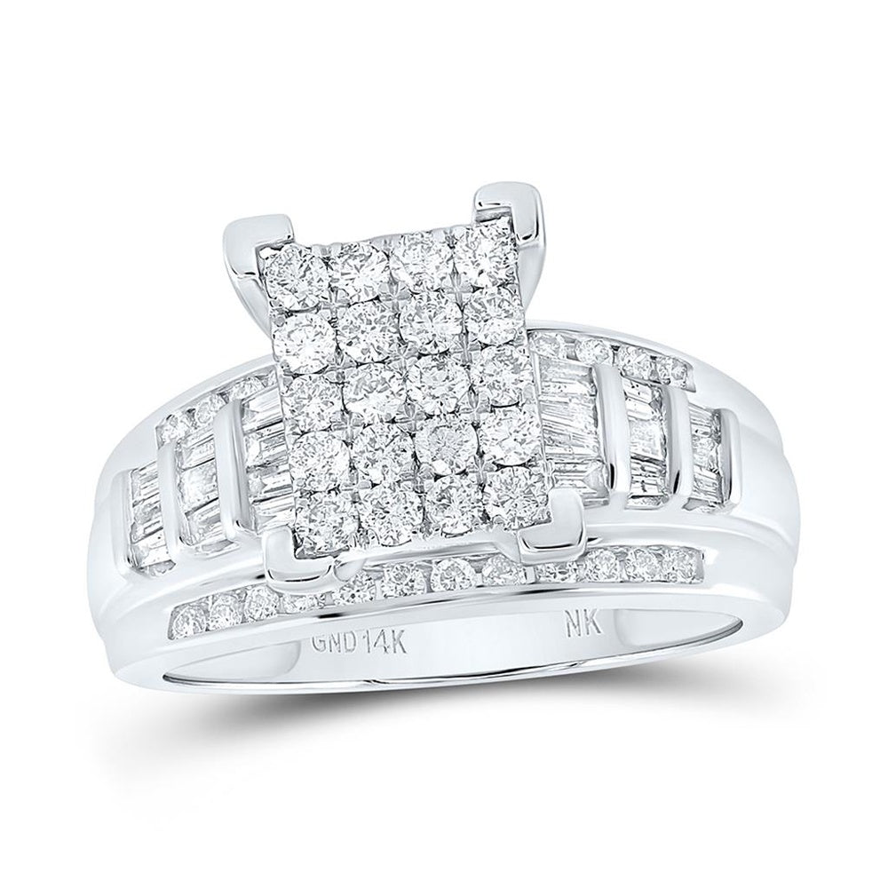 White Gold Emerald Diamond Ring - 1 Carat Total Gemstone Weight