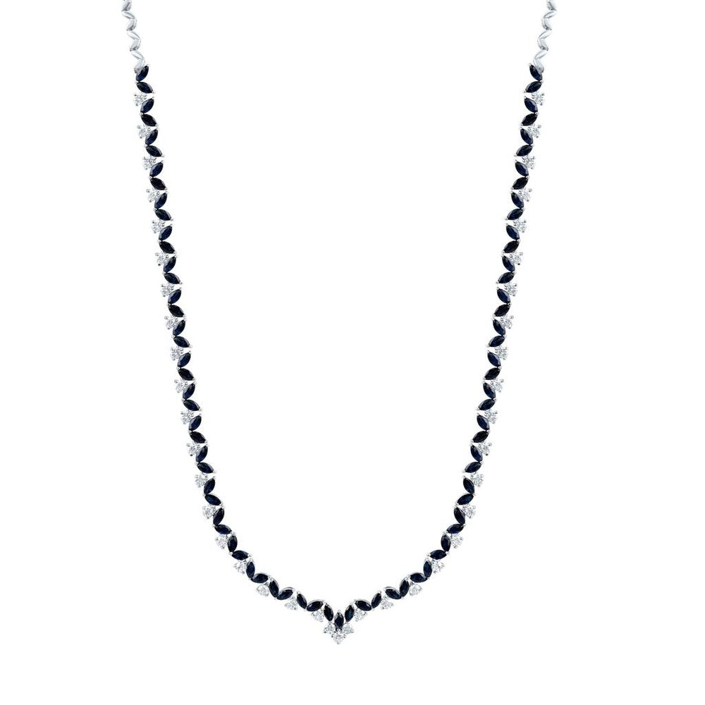 White Gold Heart Sapphire and Diamond 17-Inch Necklace - 2 Carat Total Gemstone Weight