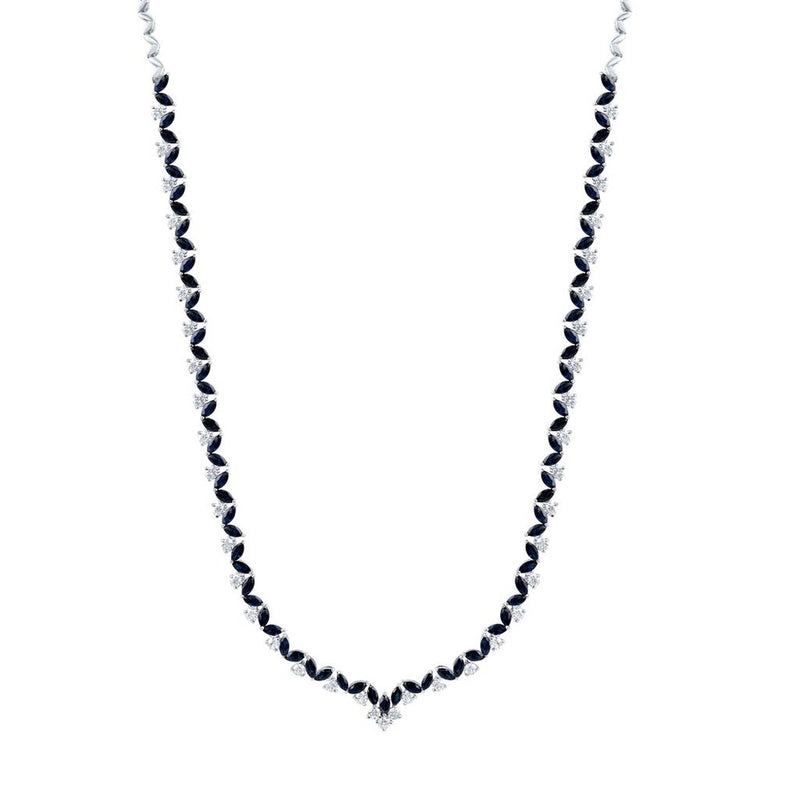 White Gold Heart Sapphire and Diamond 17-Inch Necklace - 2 Carat Total Gemstone Weight