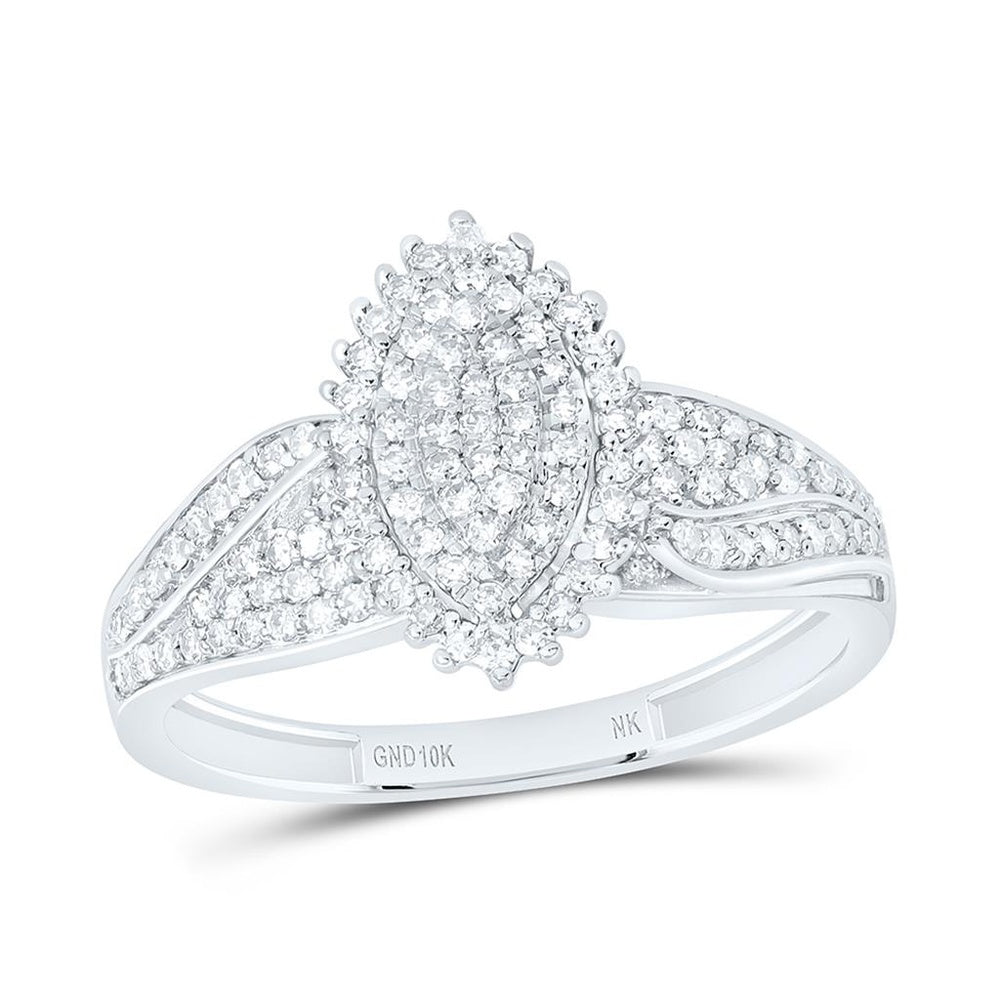 White Gold Marquise Diamond Ring - 1/2 Carat Total Diamond Weight