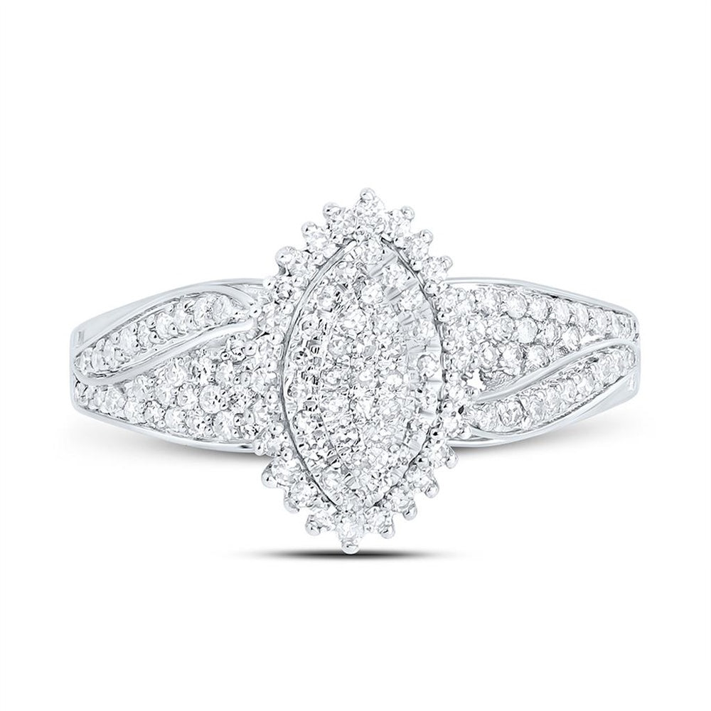 White Gold Marquise Diamond Ring - 1/2 Carat Total Diamond Weight