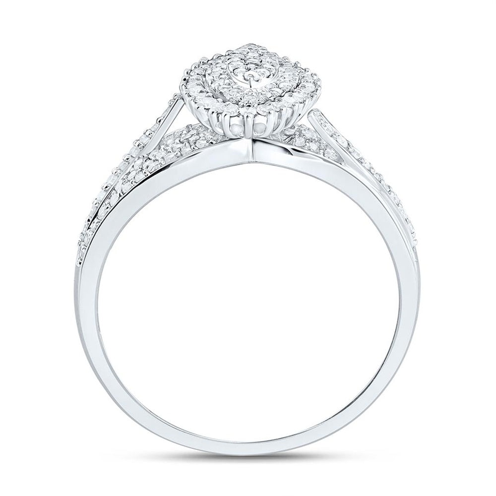White Gold Marquise Diamond Ring - 1/2 Carat Total Diamond Weight