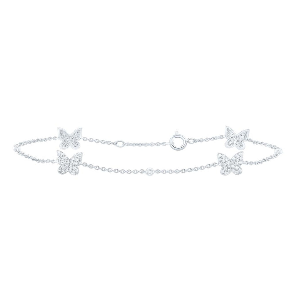 White Gold Natural Diamond Butterfly Bracelet (7 Inch) - 1/2 Carat Total Diamond Weight