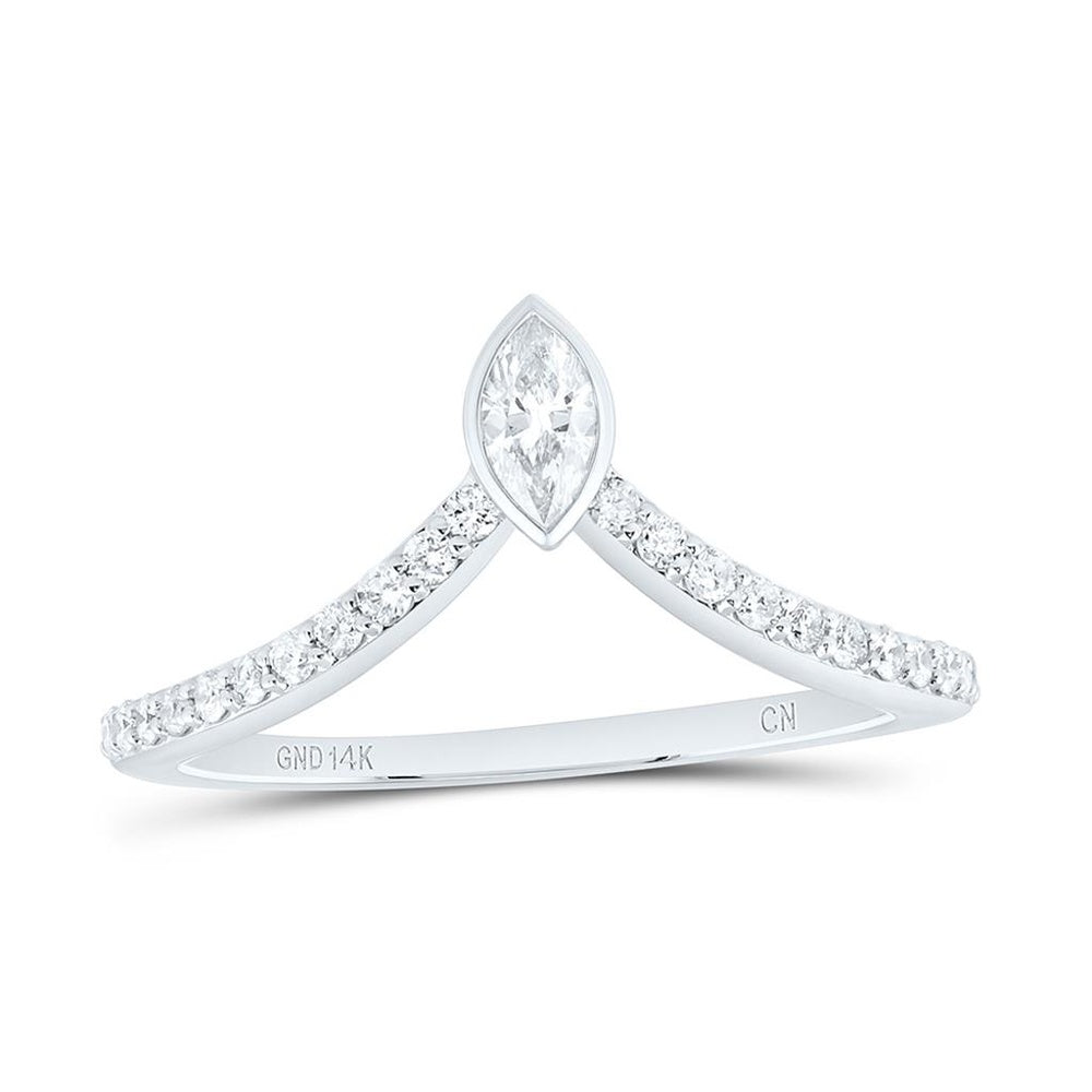 White Gold Natural Diamond Marquise Diamond Marquise Ring - 3/8 Carat Total Diamond Weight