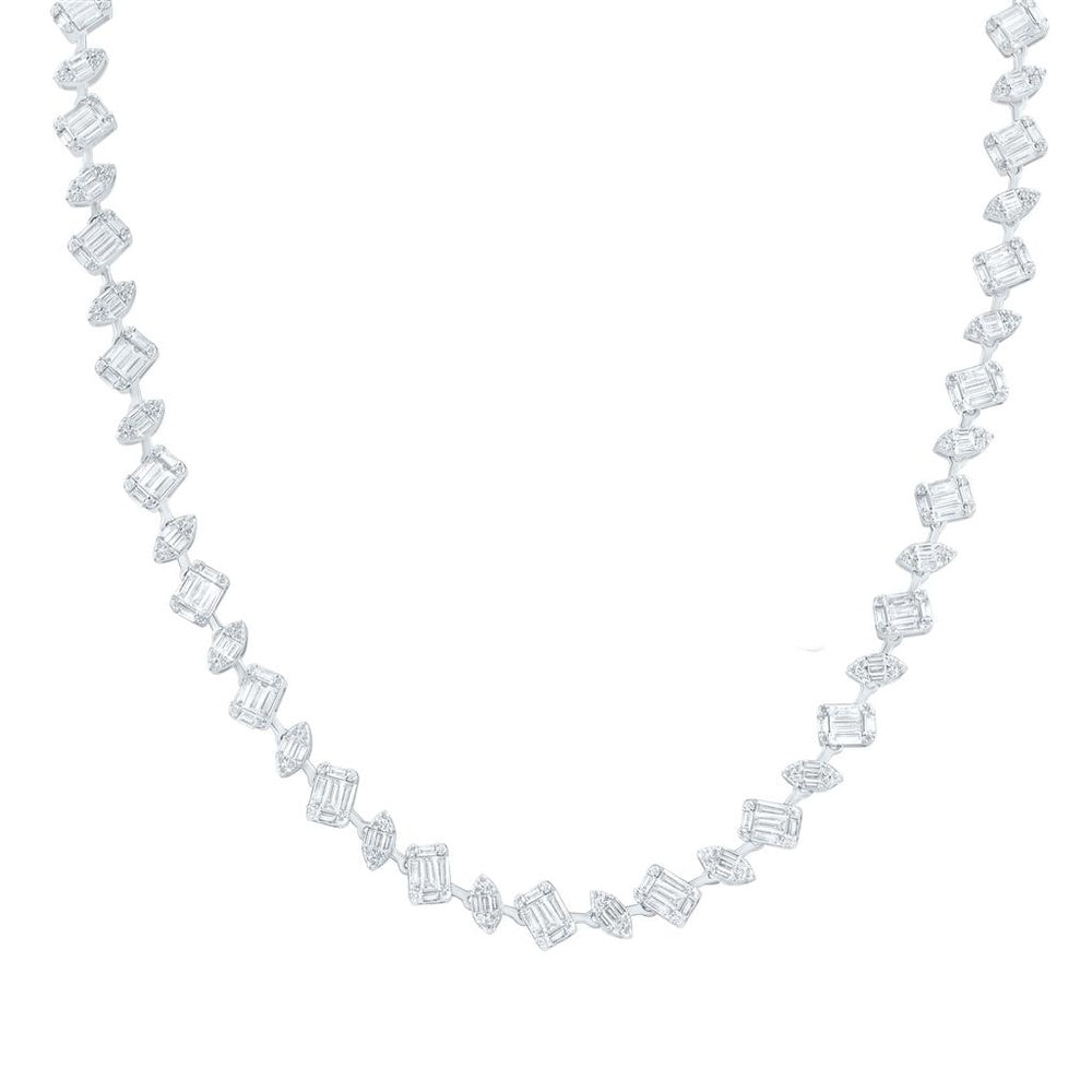 White Gold Natural Diamond - Necklace (17 Inch) - 4 Carat Total Diamond Weight