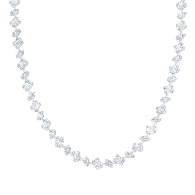 White Gold Natural Diamond - Necklace (17 Inch) - 4 Carat Total Diamond Weight