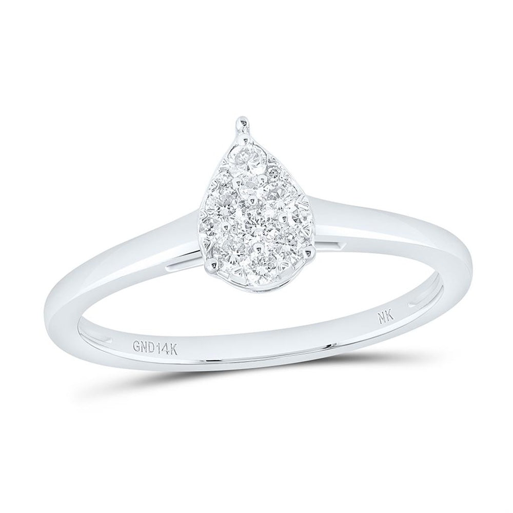White Gold Natural Diamond Pear Ring - 1/4 Carat Total Diamond Weight