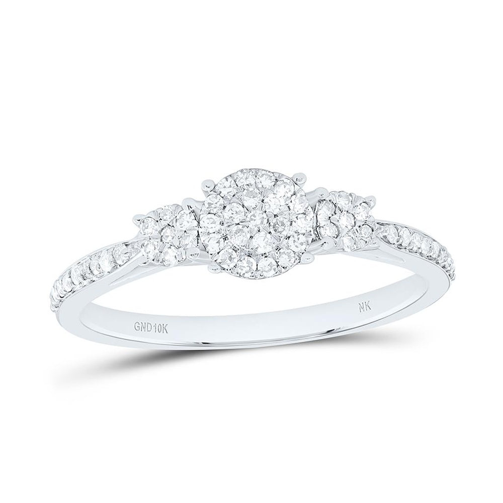 White Gold Natural Diamond Round Ring - 1/5 Carat Total Diamond Weight