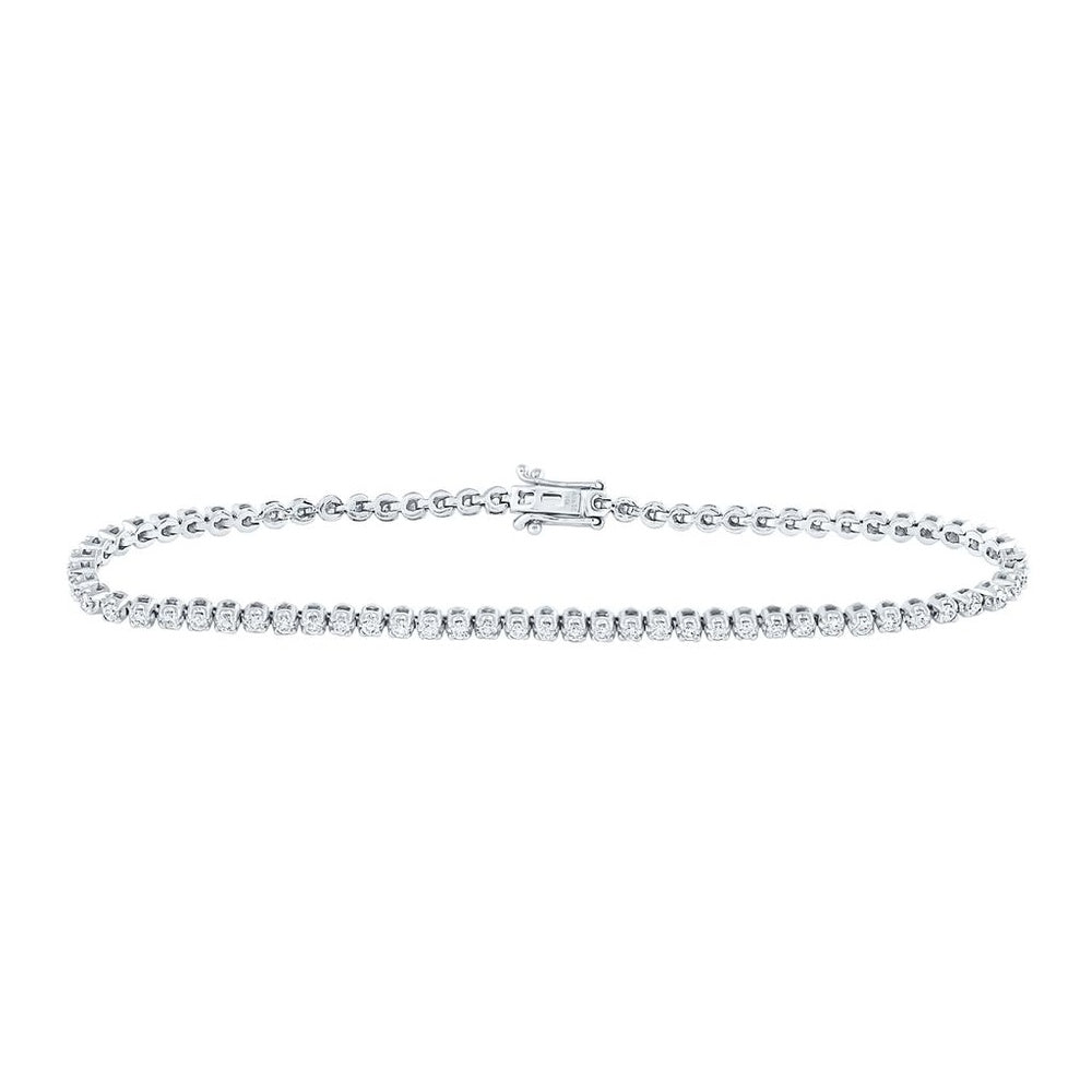 White Gold Natural Diamond Tennis Bracelet (7 Inch) - 1 1/5 Carat Total Diamond Weight