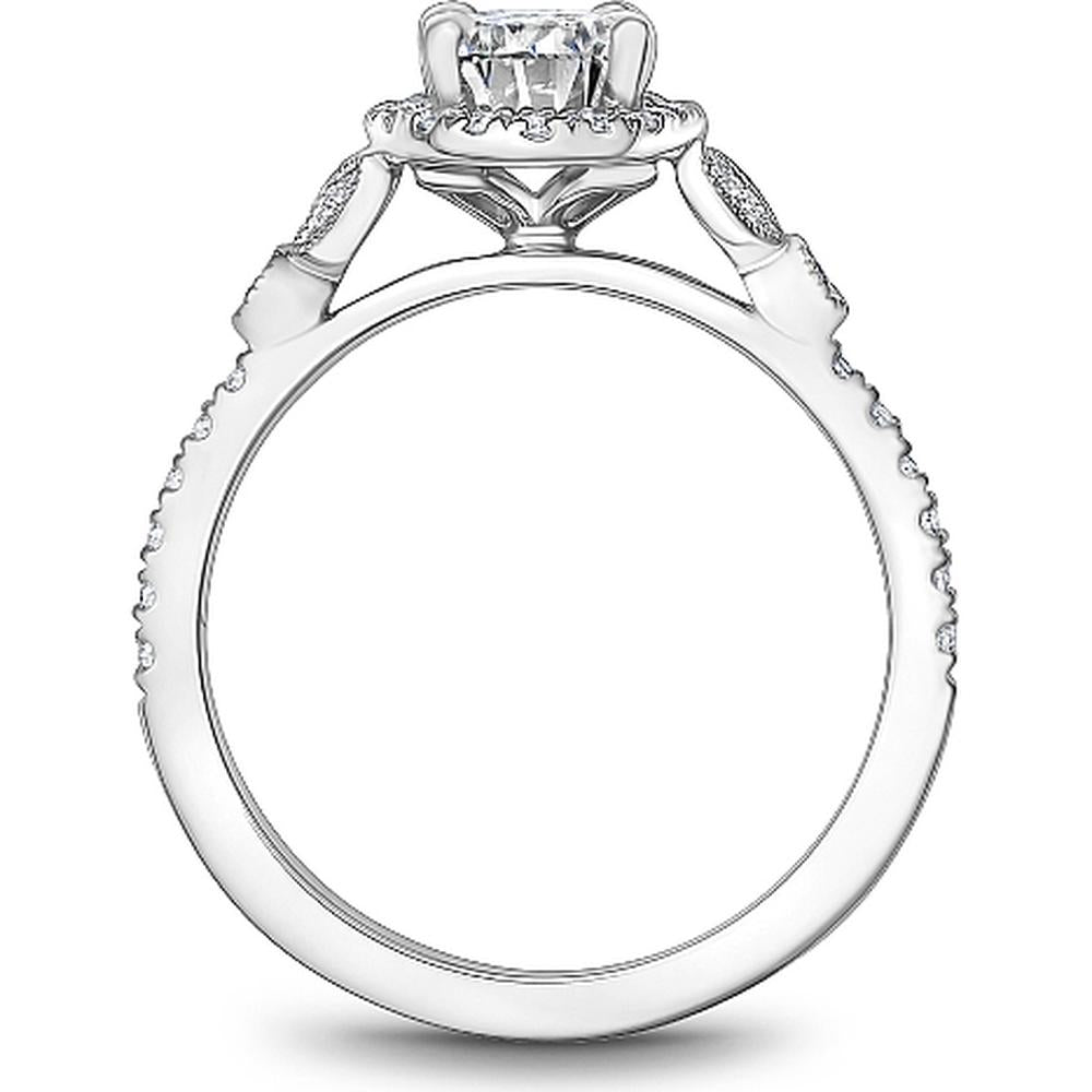 White Gold Oval-Cut Diamond with Marquise and Round Accents Engagement Ring by Noam Carver<em> - Choose Your Center Diamond: 1 to 5 Carats, Sustainable Lab-Grown or Natural Earth-Mined</em>