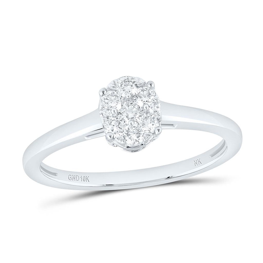 White Gold Oval Diamond Ring - 1/4 Carat Total Diamond Weight