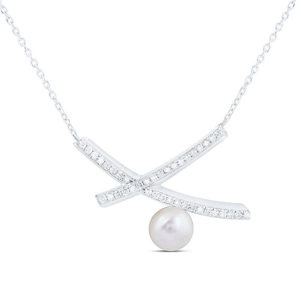 White Gold Pear Diamond 18-Inch Necklace - 1/6 Carat Total Gemstone Weight