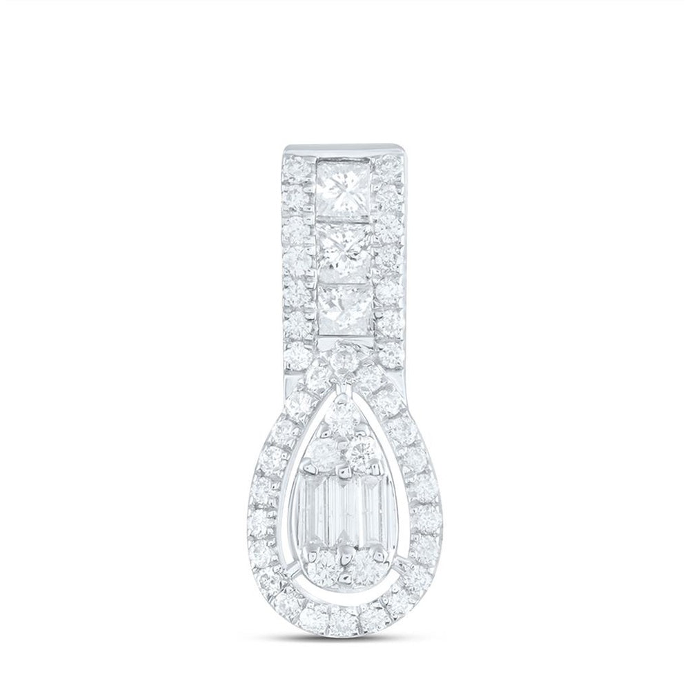 White Gold Pear Diamond Pendant - 1/3 Carat Total Diamond Weight