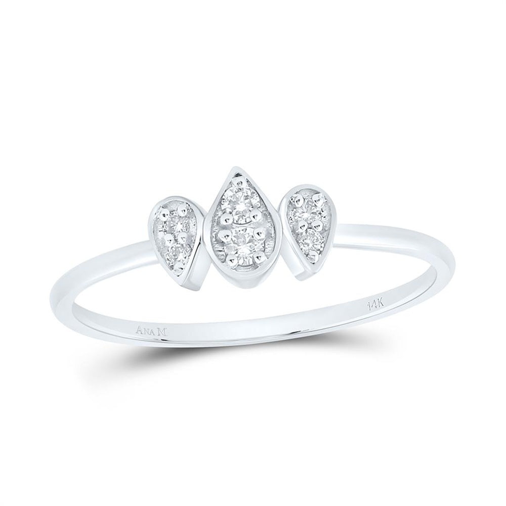 White Gold Pear Diamond Ring - 1/10 Carat Total Diamond Weight