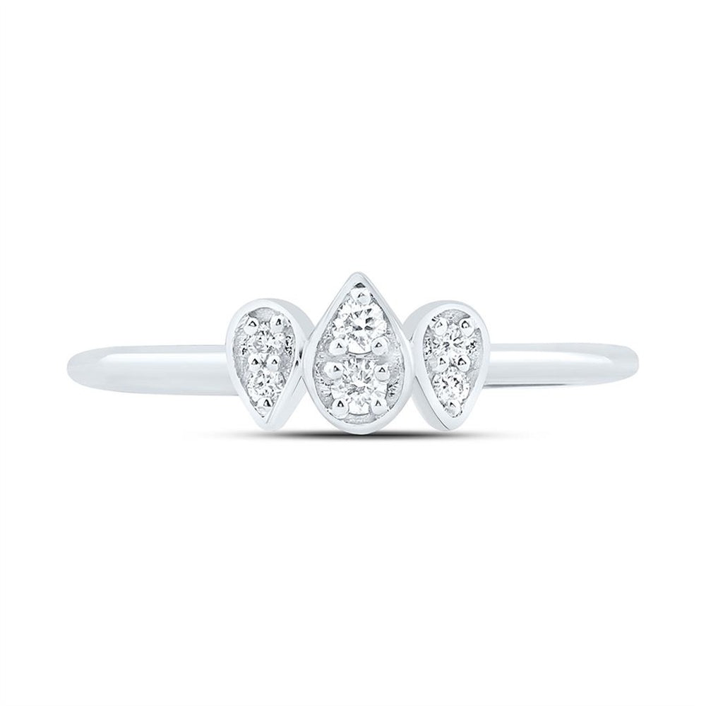 White Gold Pear Diamond Ring - 1/10 Carat Total Diamond Weight