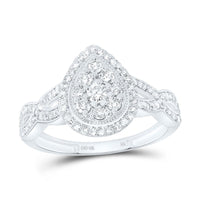 White Gold Pear Diamond Ring - 1/2 Carat Total Diamond Weight