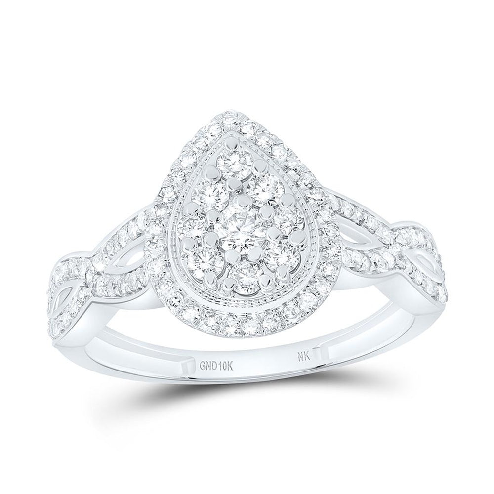 White Gold Pear Diamond Ring - 1/2 Carat Total Diamond Weight