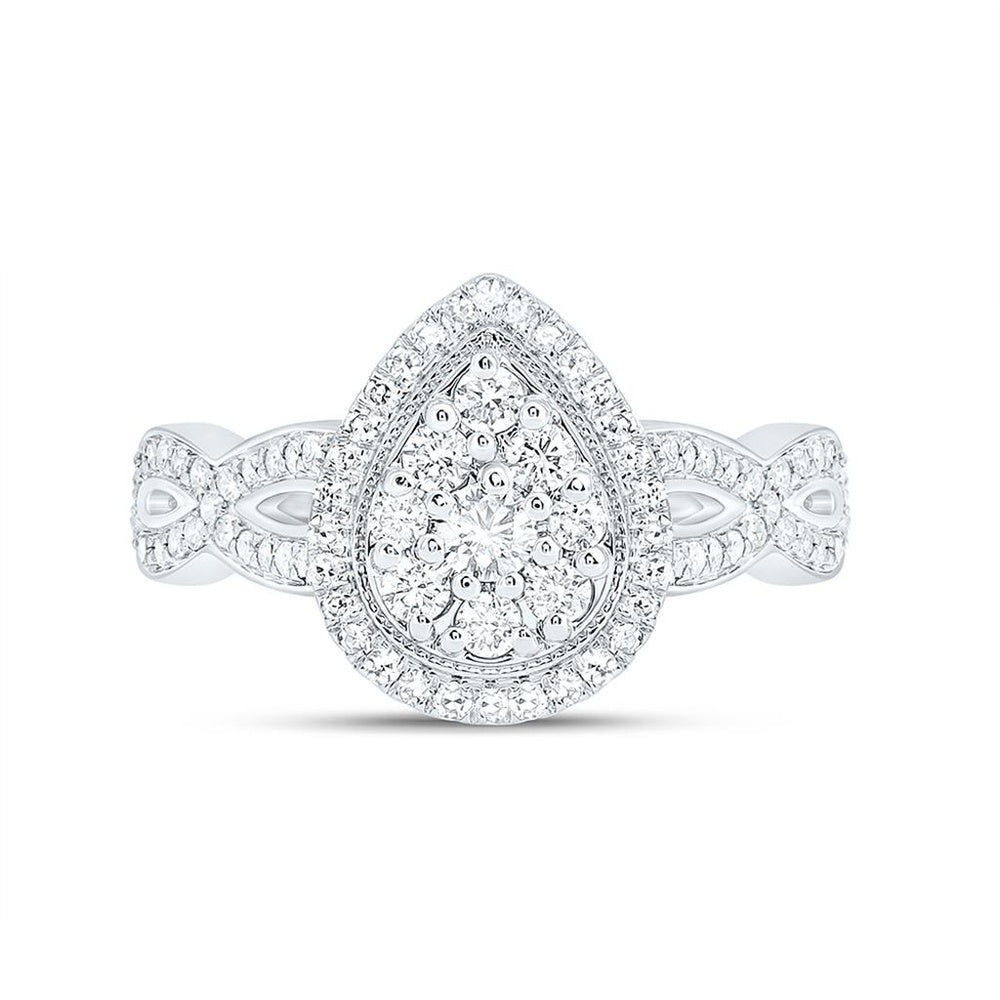 White Gold Pear Diamond Ring - 1/2 Carat Total Diamond Weight