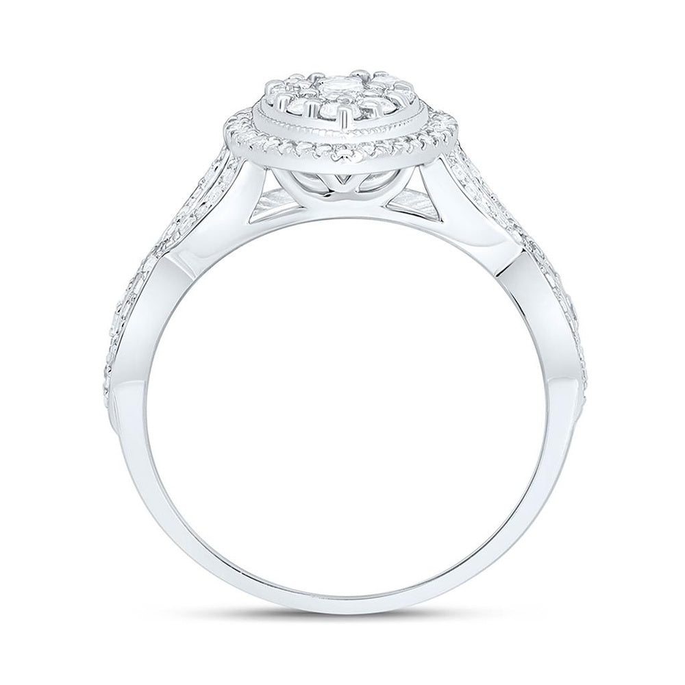 White Gold Pear Diamond Ring - 1/2 Carat Total Diamond Weight