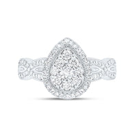 White Gold Pear Diamond Ring - 1/2 Carat Total Diamond Weight