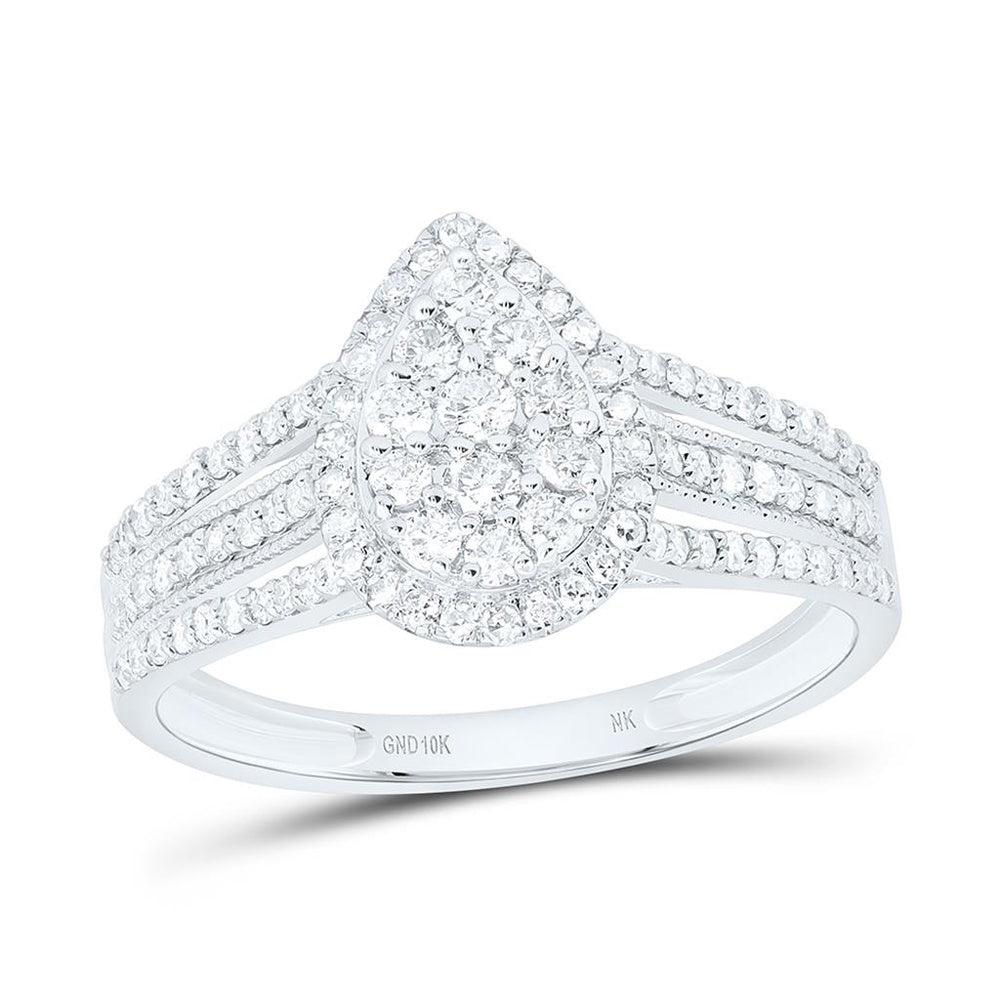 White Gold Pear Diamond Ring - 1/2 Carat Total Diamond Weight