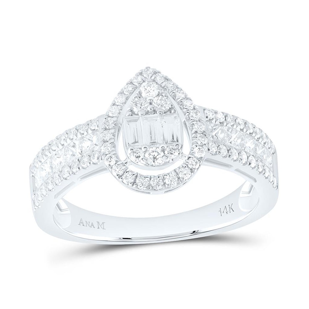 White Gold Pear Diamond Ring - 1 Carat Total Diamond Weight