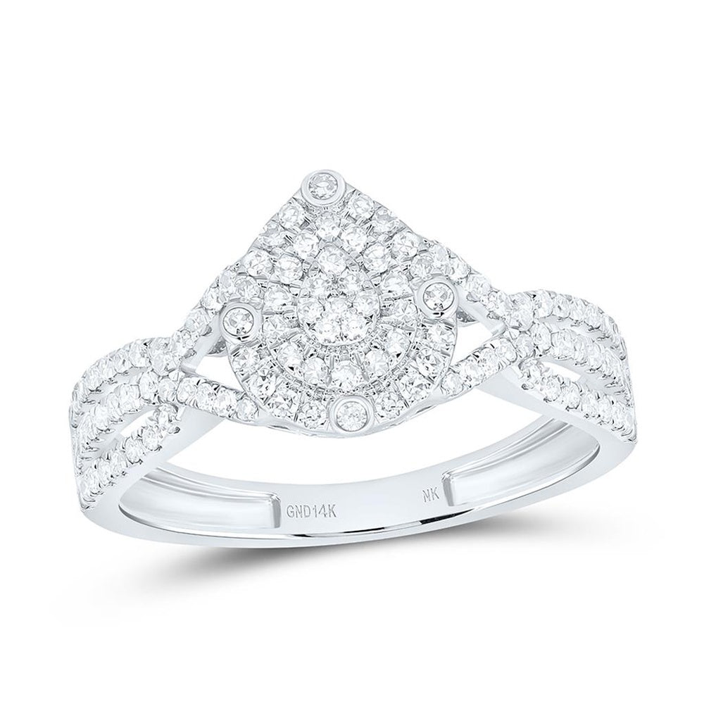 White Gold Pear Diamond Ring - 3/8 Carat Total Diamond Weight