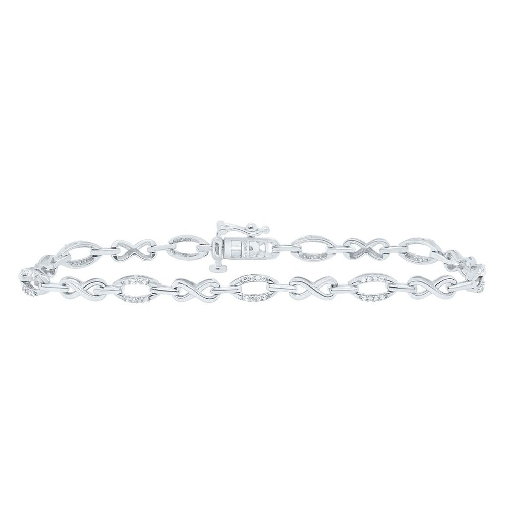 White Gold Round Diamond 7-Inch Bracelet - 1/5 Carat Total Diamond Weight