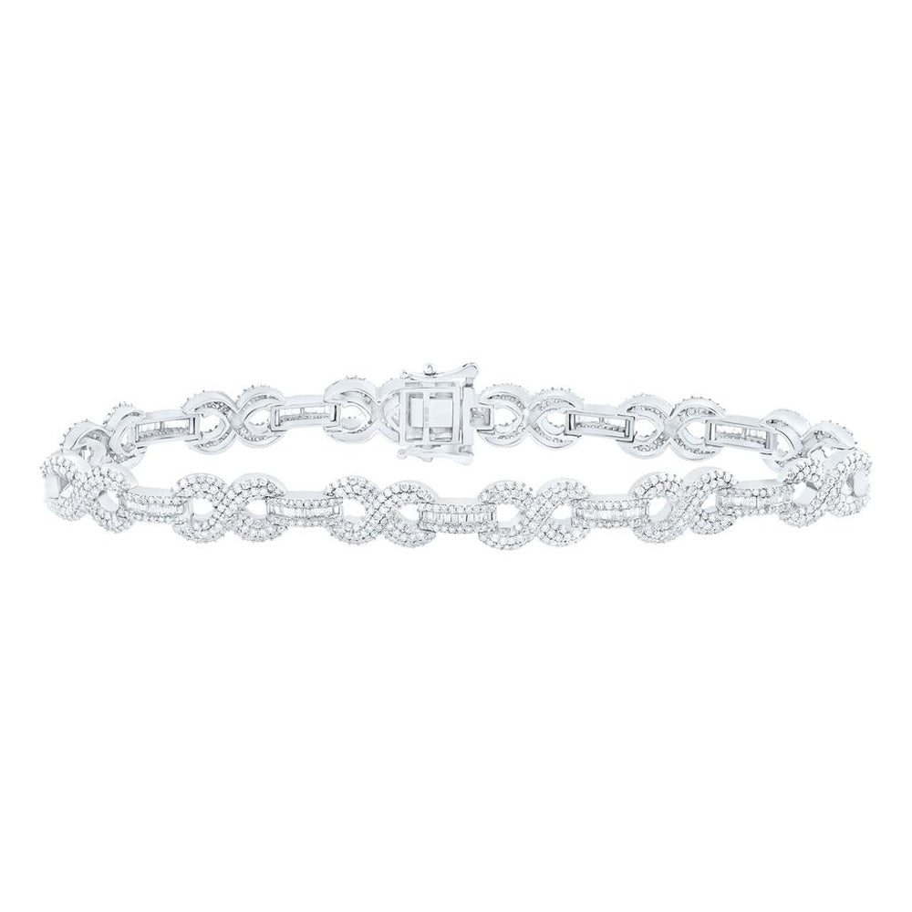 White Gold Round Diamond 8-Inch Bracelet - 4 3/8 Carat Total Diamond Weight