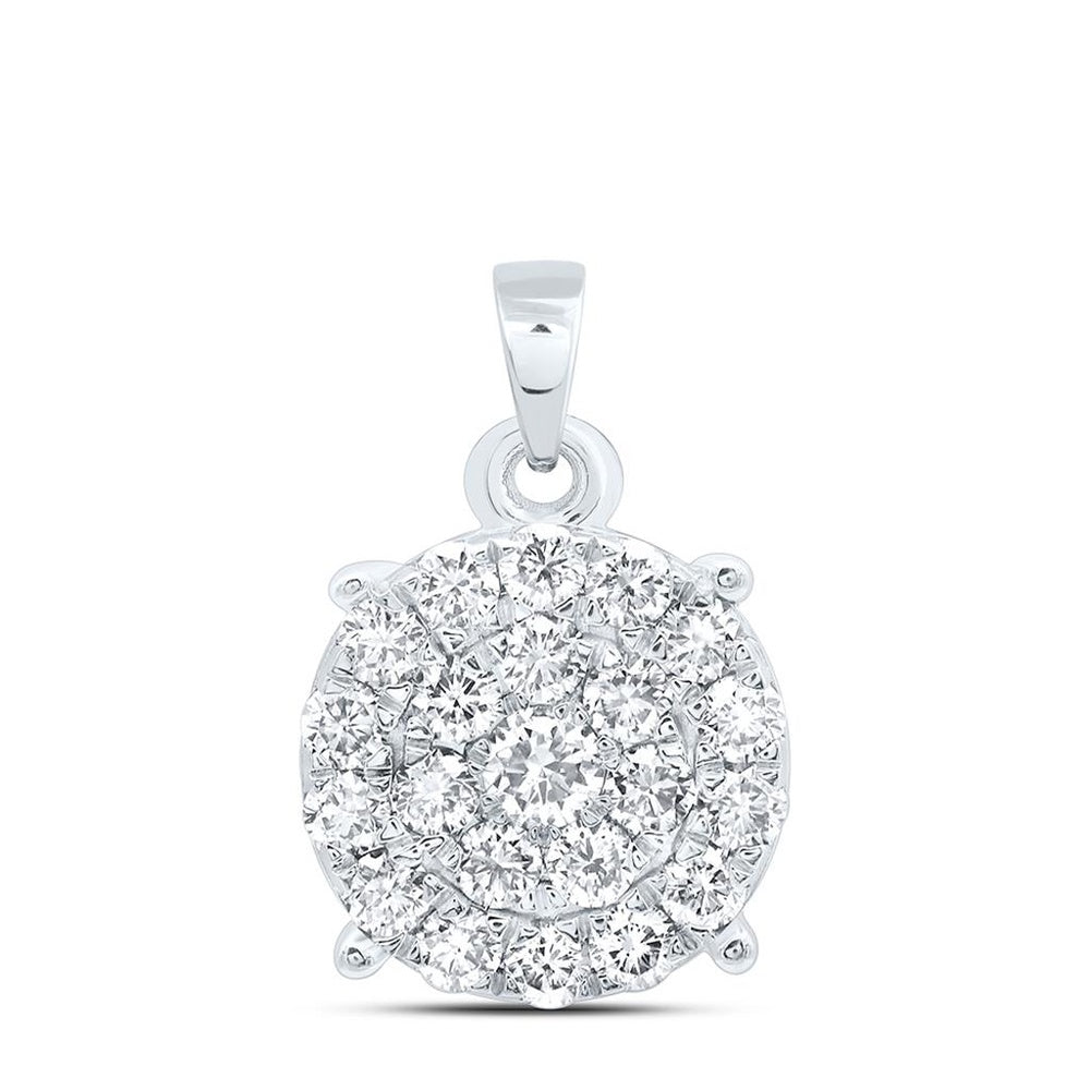 White Gold Round Diamond Pendant - 1 1/2 Carat Total Diamond Weight