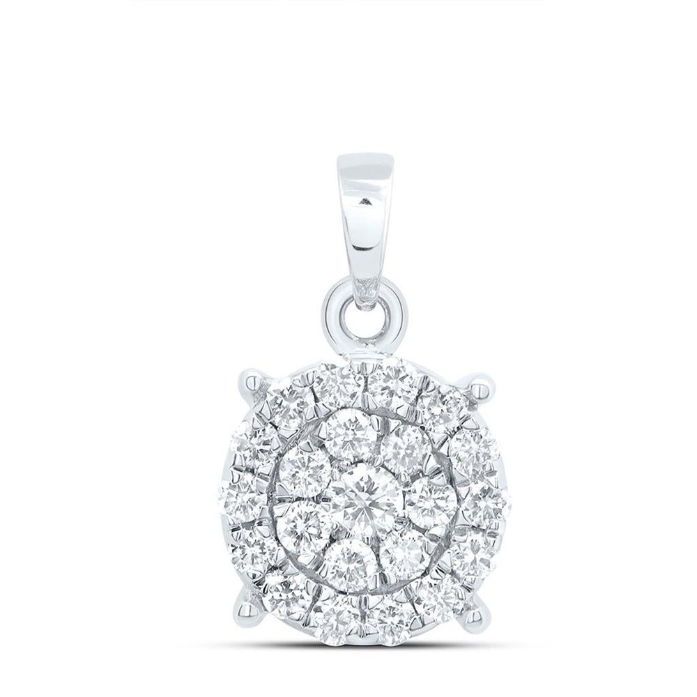 White Gold Round Diamond Pendant - 1/2 Carat Total Diamond Weight