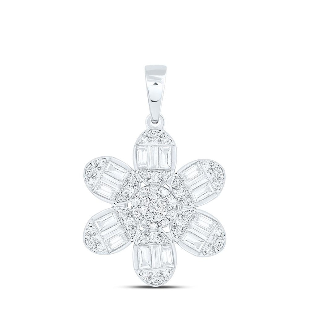 White Gold Round Diamond Pendant - 1/2 Carat Total Diamond Weight