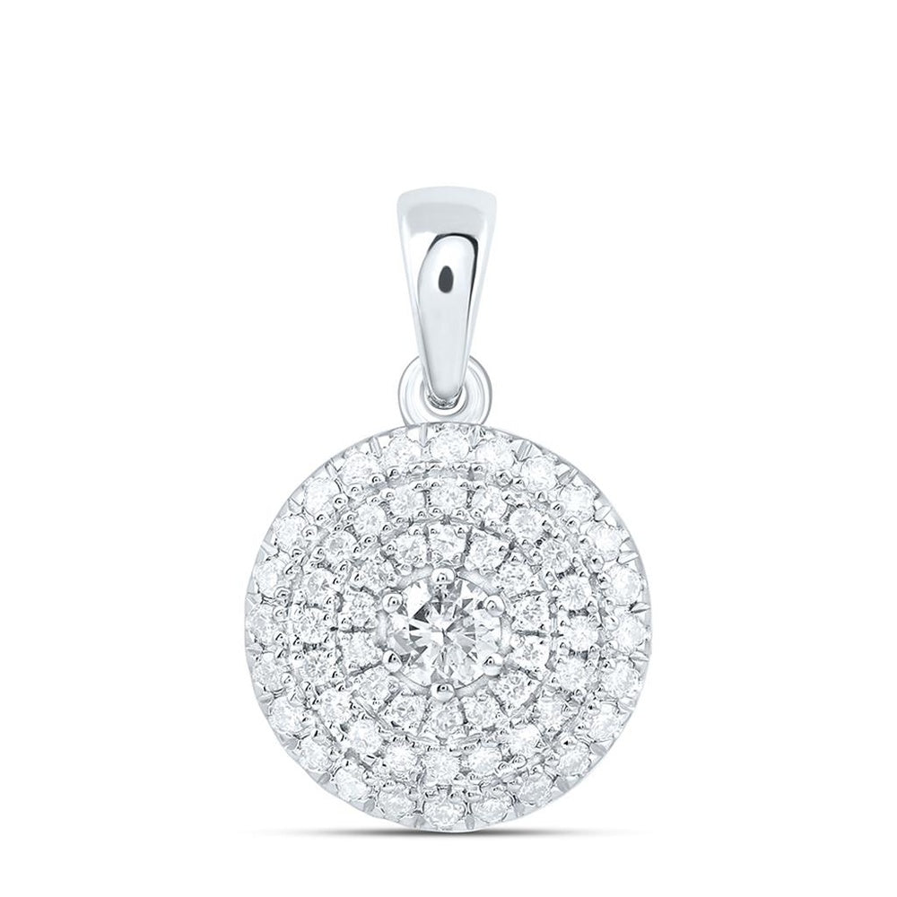 White Gold Round Diamond Pendant - 1/3 Carat Total Diamond Weight