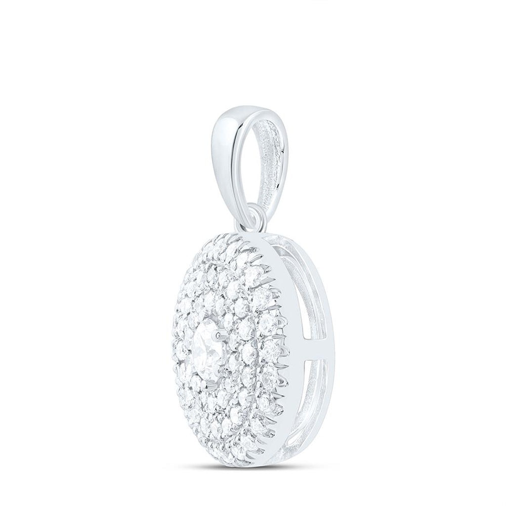 White Gold Round Diamond Pendant - 1/3 Carat Total Diamond Weight