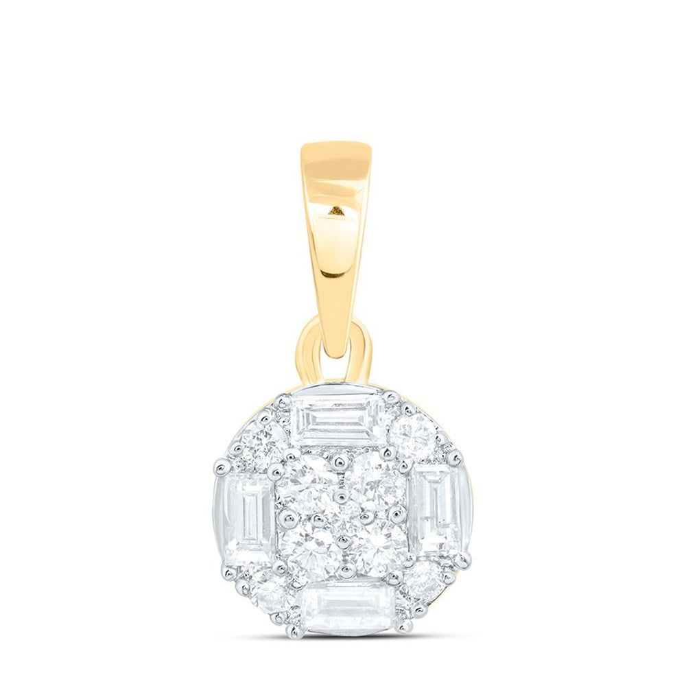White Gold Round Diamond Pendant - 1/3 Carat Total Diamond Weight