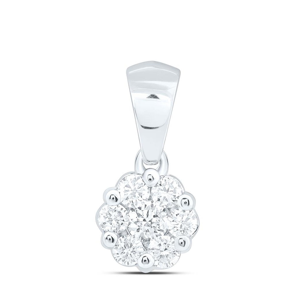 White Gold Round Diamond Pendant - 1/4 Carat Total Diamond Weight