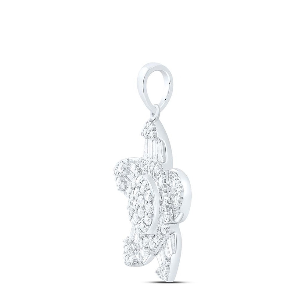 White Gold Round Diamond Pendant - 3/4 Carat Total Diamond Weight