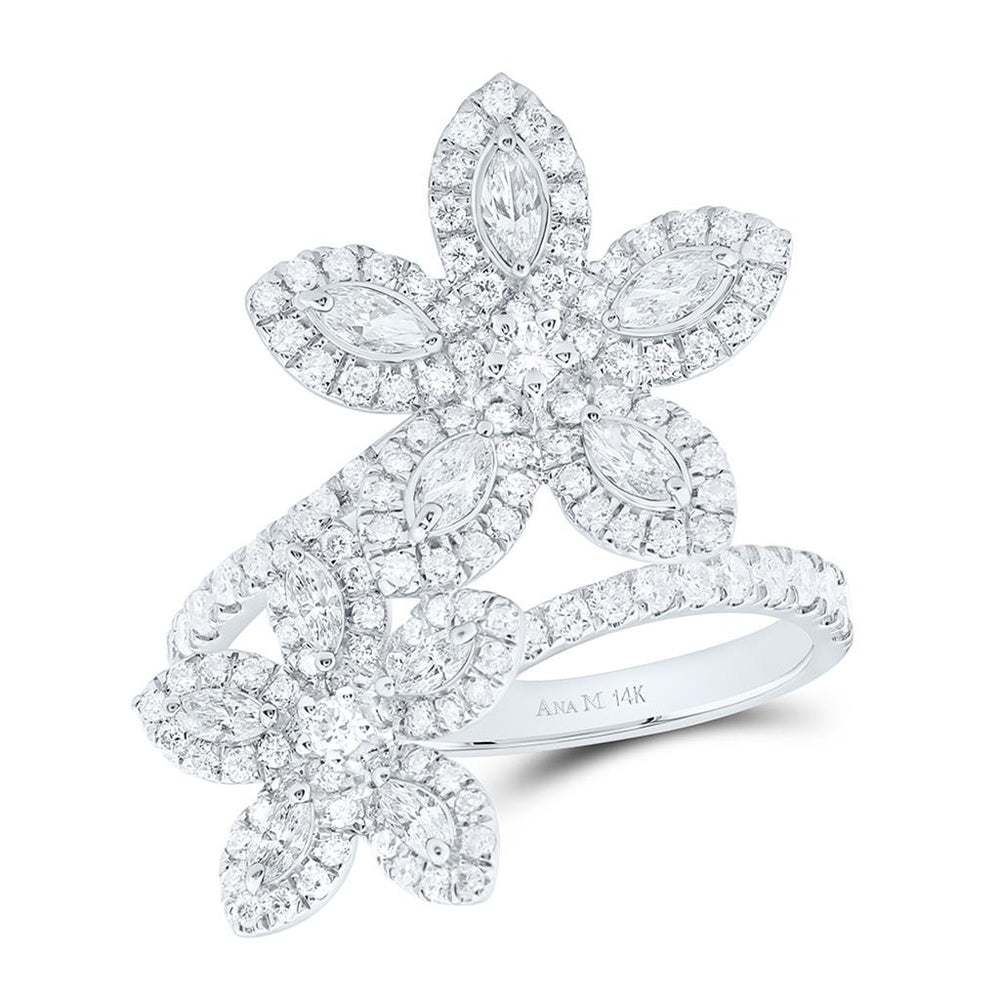 White Gold Round Diamond Ring - 1 1/3 Carat Total Diamond Weight