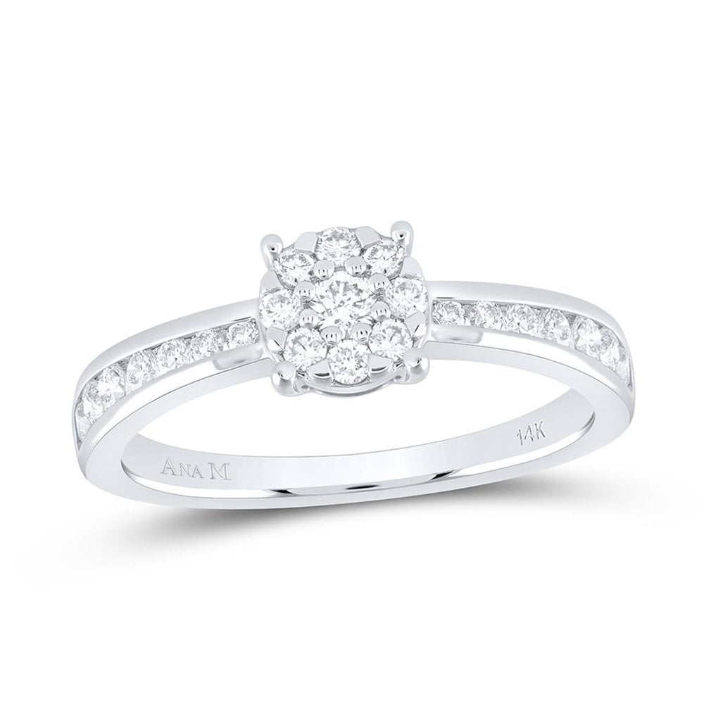 White Gold Round Diamond Ring - 1/2 Carat Total Diamond Weight