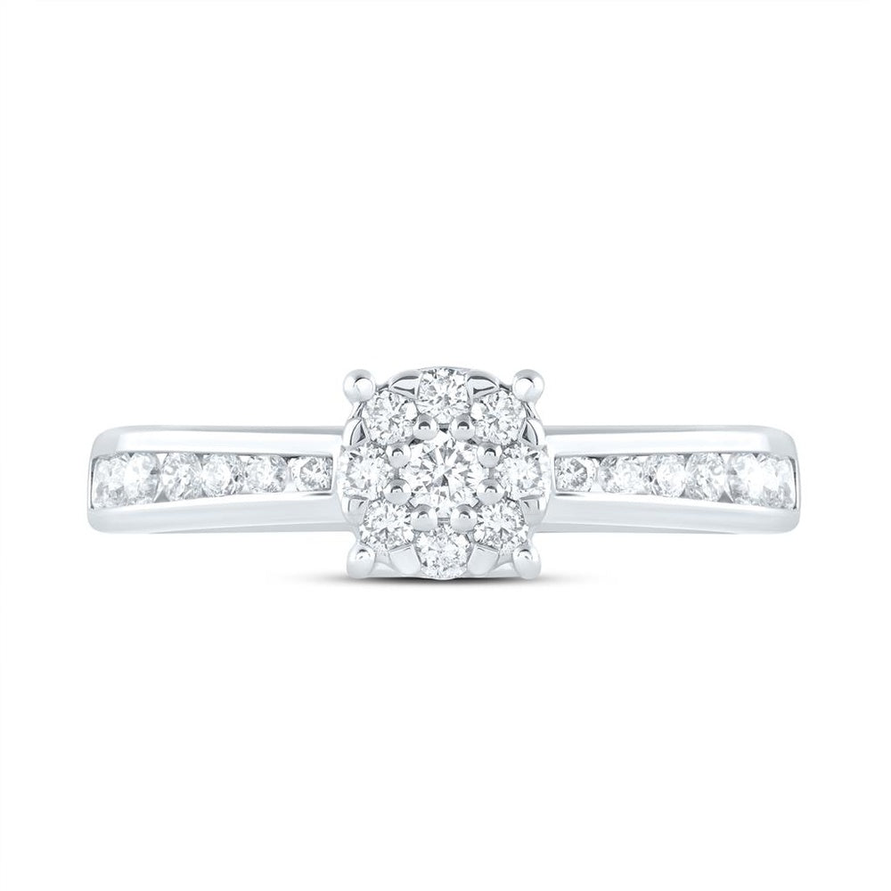 White Gold Round Diamond Ring - 1/2 Carat Total Diamond Weight