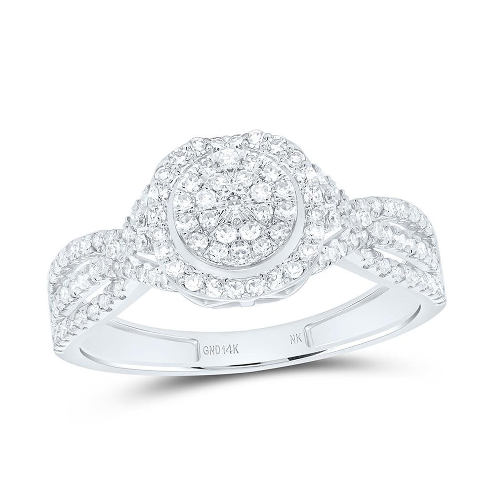 White Gold Round Diamond Ring - 1/2 Carat Total Diamond Weight