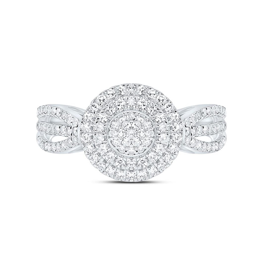 White Gold Round Diamond Ring - 1/2 Carat Total Diamond Weight