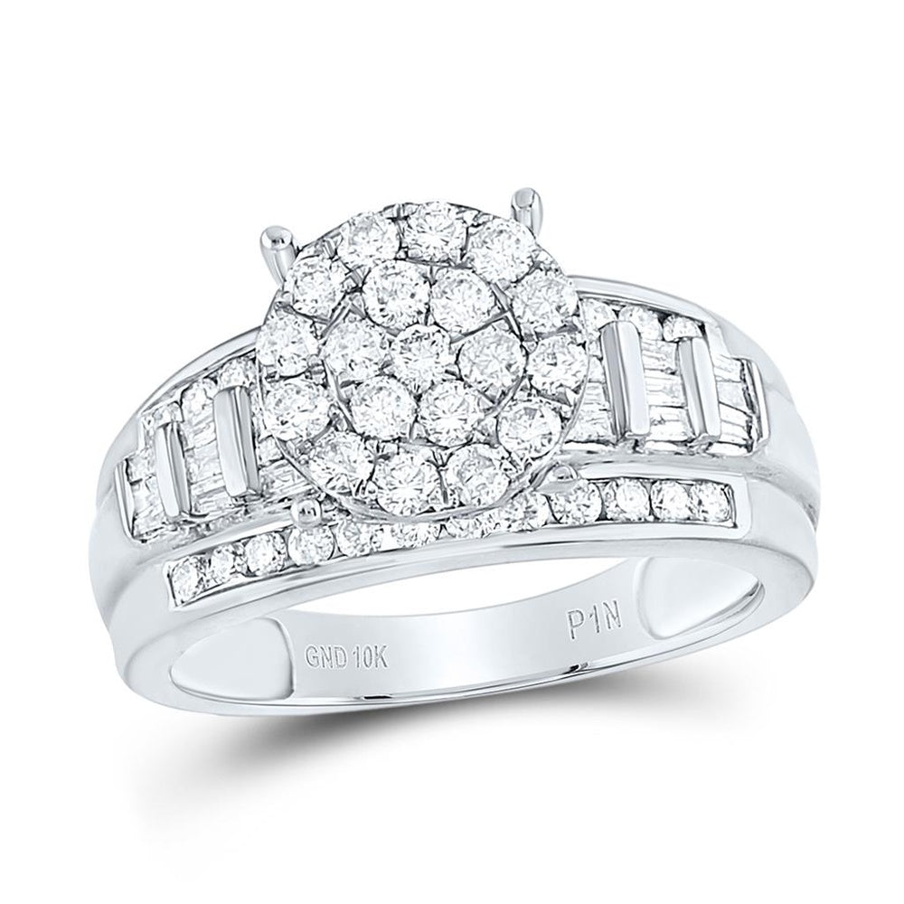 White Gold Round Diamond Ring - 1 Carat Total Diamond Weight