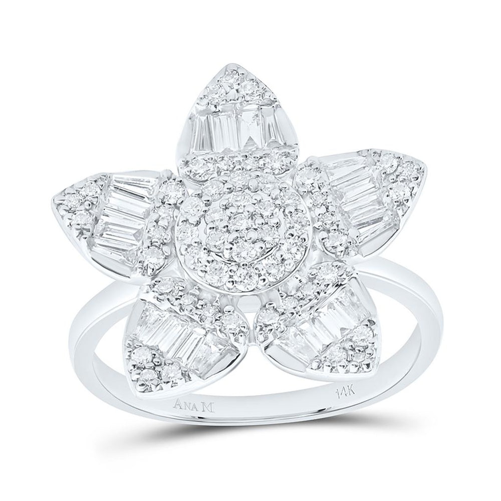 White Gold Round Diamond Ring - 3/4 Carat Total Diamond Weight