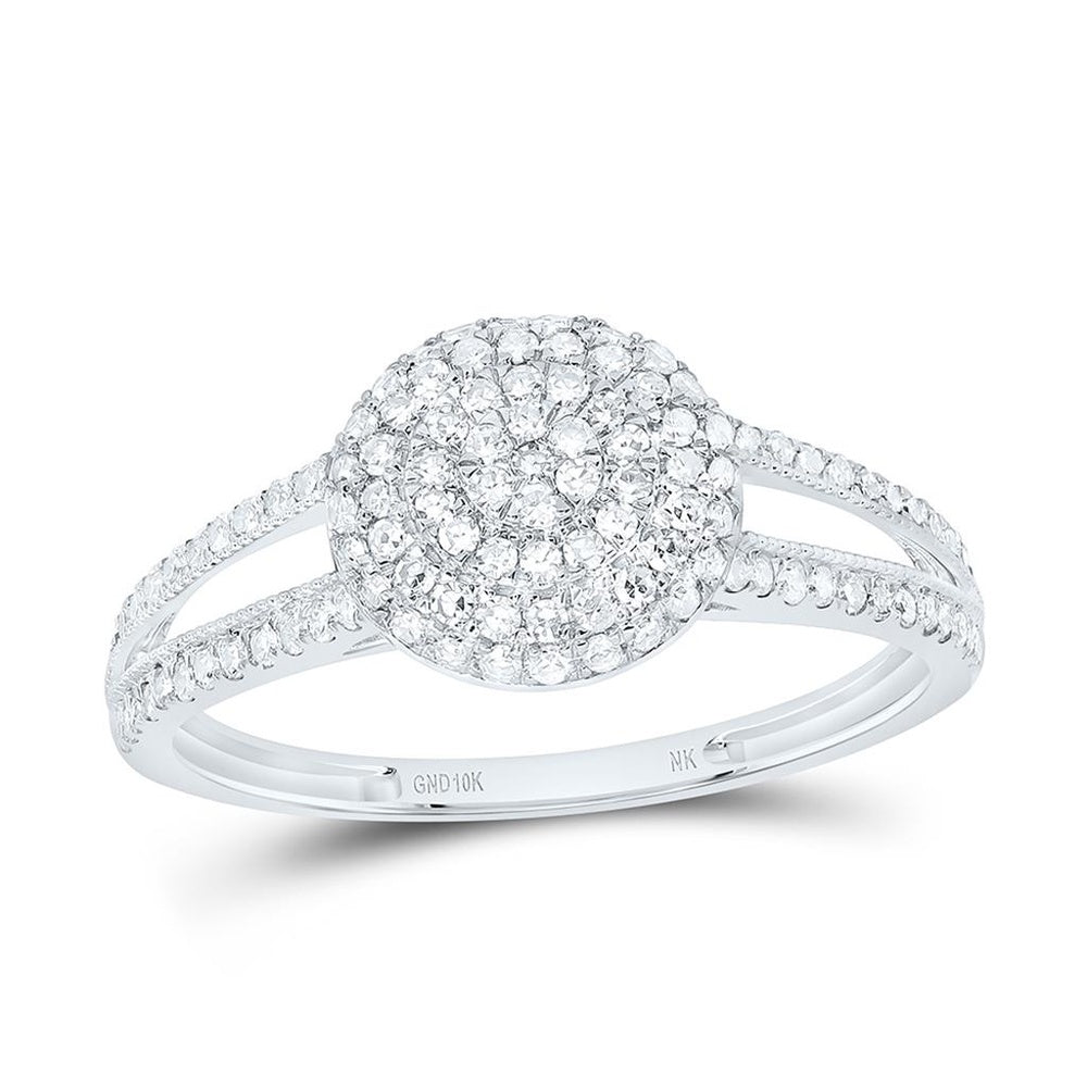 White Gold Round Diamond Ring - 3/8 Carat Total Diamond Weight
